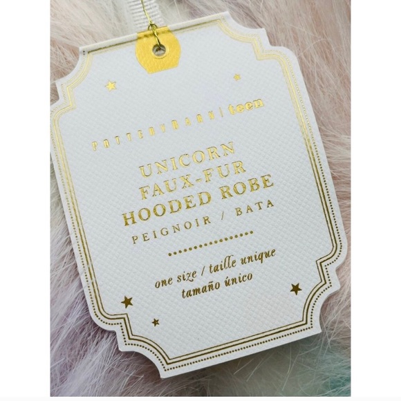 New PB Teen faux fur hooded unicorn robe - Picture 2 of 7